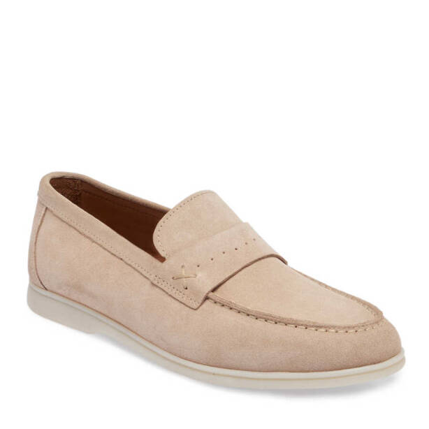 Bej Hakiki Süet Deri Erkek Loafer - E24I1AY56788-B79 - Tergan