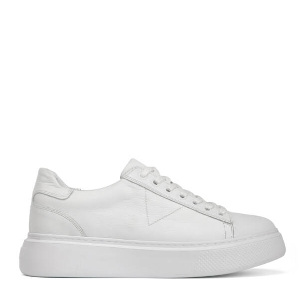 Beyaz Hakiki Deri Erkek Sneaker - E4MEAY057784-A26