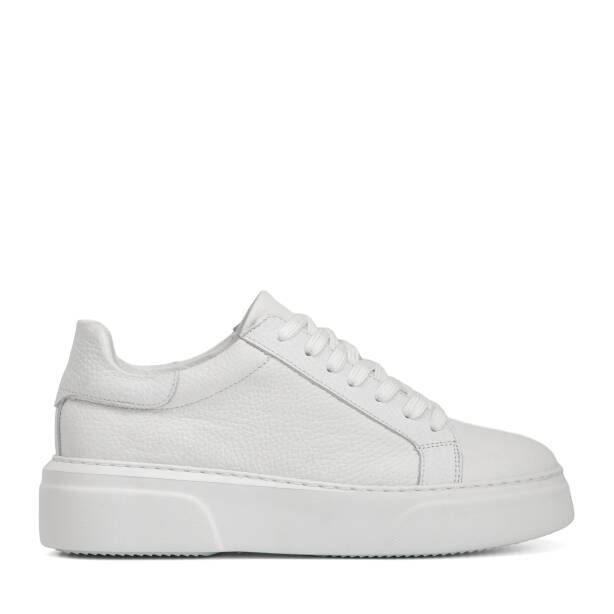 Beyaz Hakiki Deri Kadın Sneaker - K4MEAY068702-B69