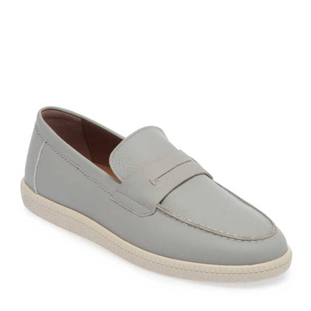 Gri Hakiki Deri Erkek Loafer - E24I1AY56705-H1Y - Tergan