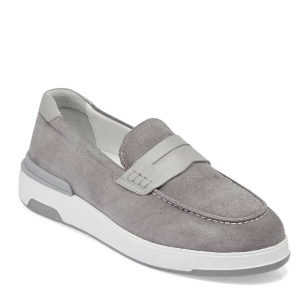 Gri Hakiki Süet Deri Erkek Loafer - E24I1AY56786-C11 - Tergan