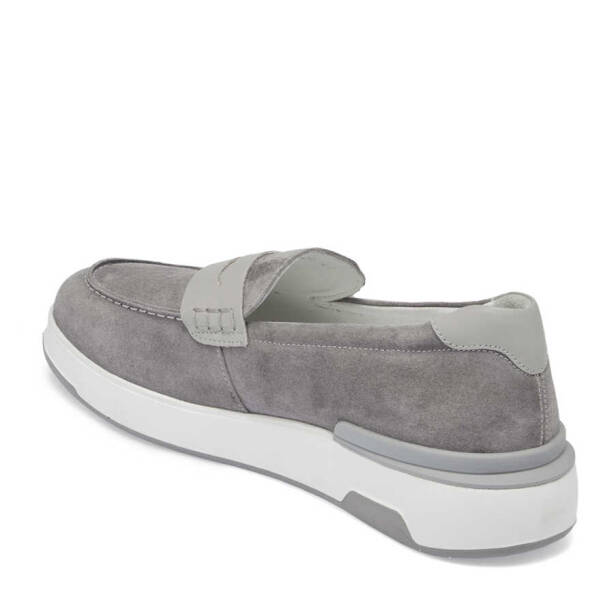 Gri Hakiki Süet Deri Erkek Loafer - E24I1AY56786-C11 - Tergan
