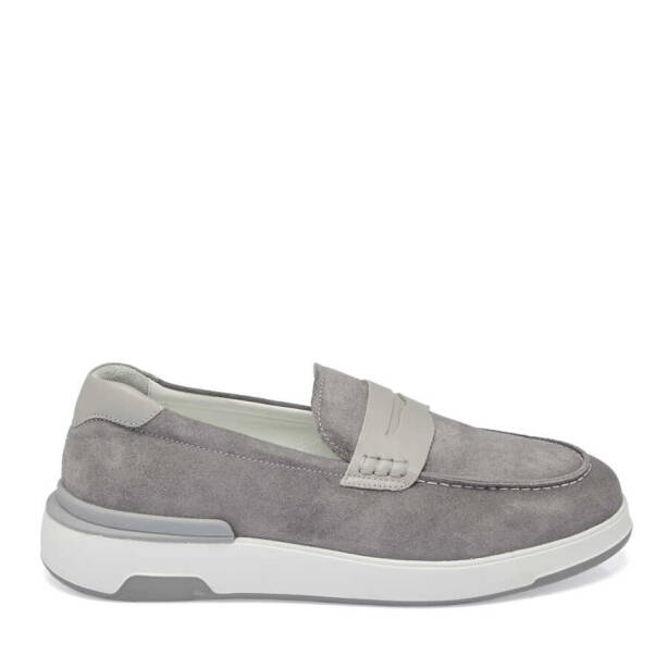 Gri Hakiki Süet Deri Erkek Loafer - E24I1AY56786-C11 - Tergan