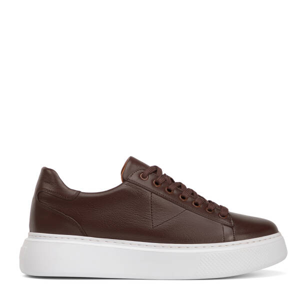Kahverengi Hakiki Deri Erkek Sneaker - E4MEAY057784-A24