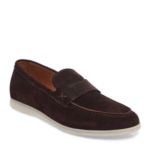 Kahverengi Hakiki Süet Deri Erkek Loafer - E24I1AY56788-B85 - Tergan