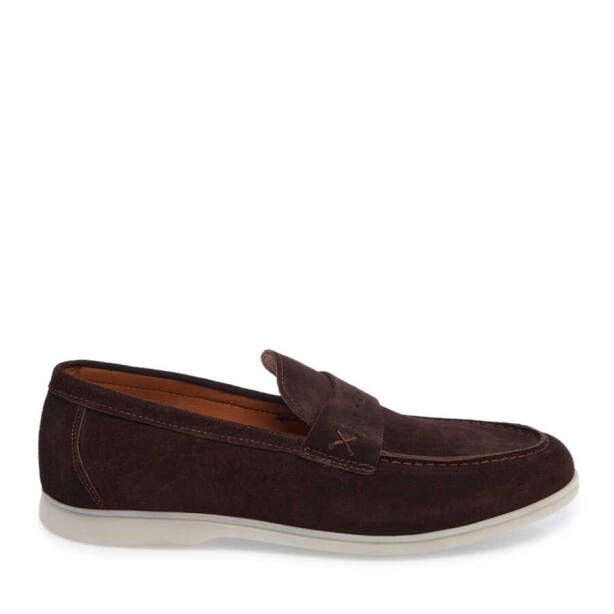 Kahverengi Hakiki Süet Deri Erkek Loafer - E24I1AY56788-B85 - Tergan