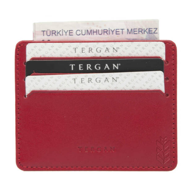 Kırmızı Hakiki Deri Unisex Kredi Kartlık - S1KK00001050-C71 - Tergan