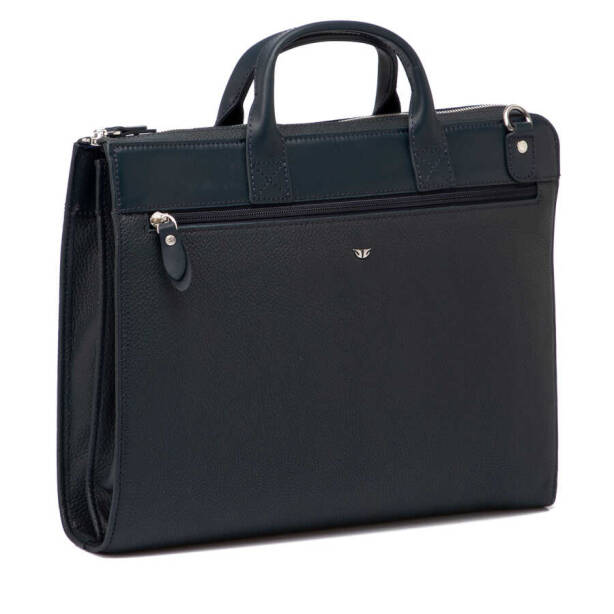 Lacivert Hakiki Deri Unisex Evrak Çantası - S1EV00021218-D6M - 2