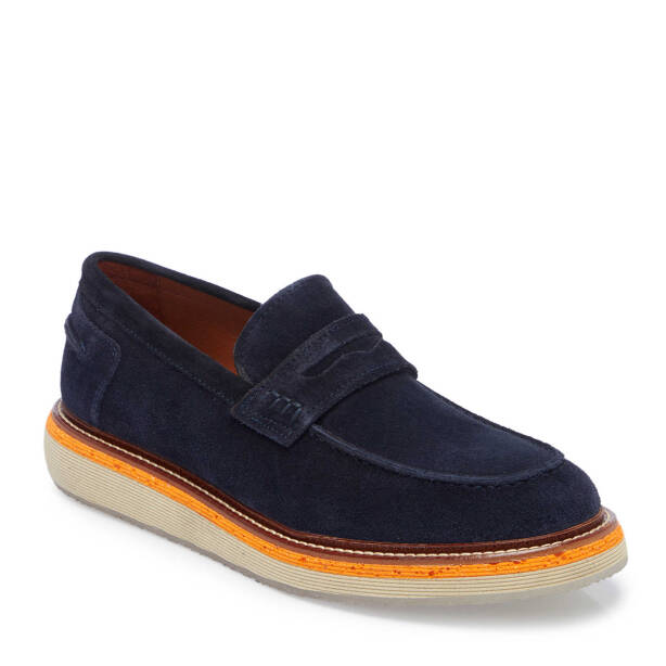 Lacivert Hakiki Süet Deri Erkek Loafer - E25I1AY57192-D44 - Tergan