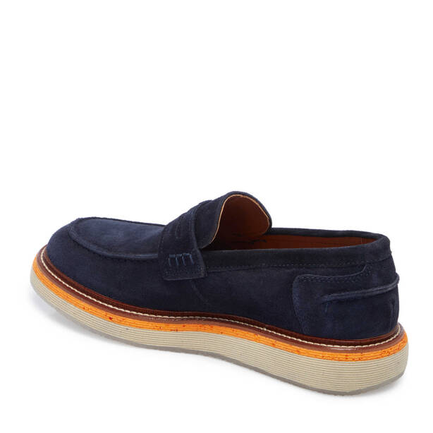 Lacivert Hakiki Süet Deri Erkek Loafer - E25I1AY57192-D44 - Tergan