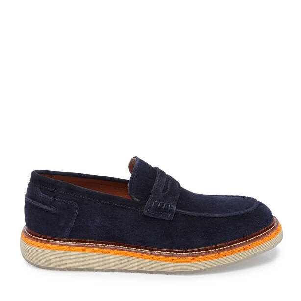 Lacivert Hakiki Süet Deri Erkek Loafer - E25I1AY57192-D44 - Tergan