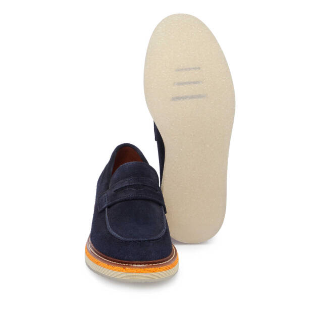 Lacivert Hakiki Süet Deri Erkek Loafer - E25I1AY57192-D44 - Tergan