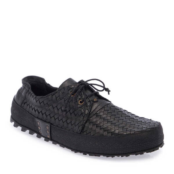 Siyah Hakiki Deri Erkek Casual Ayakkabı - E24I1AY56754-A23 - 2