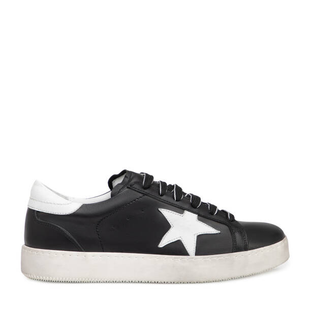 Siyah Hakiki Deri Kadın Sneaker - K25I1AY68072-A23