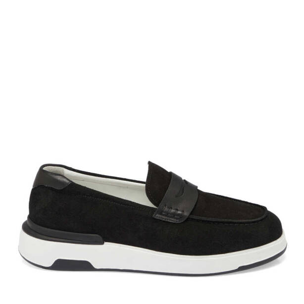 Siyah Hakiki Süet Deri Erkek Loafer - E24I1AY56786-A01 - Tergan